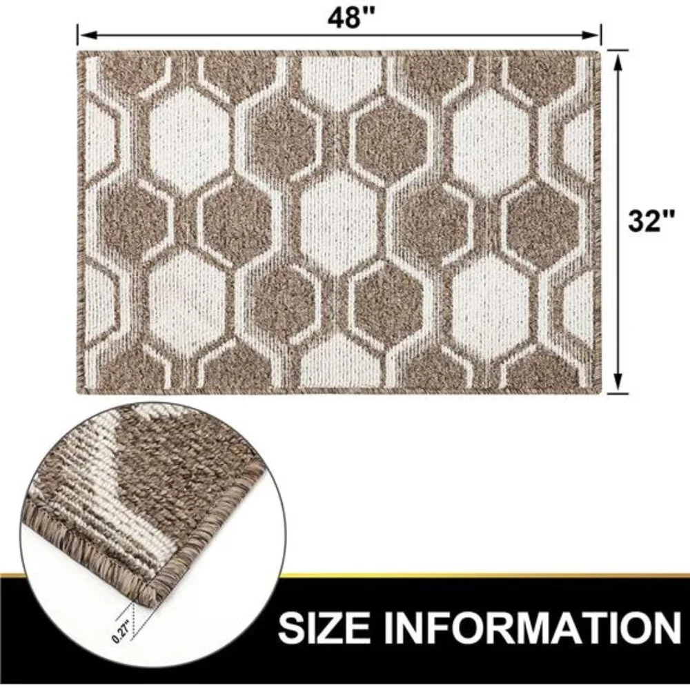 Indoor Door Mat, Front Back Door Mats Non-Slip Entryway Rug, 32X48 Inches Brown